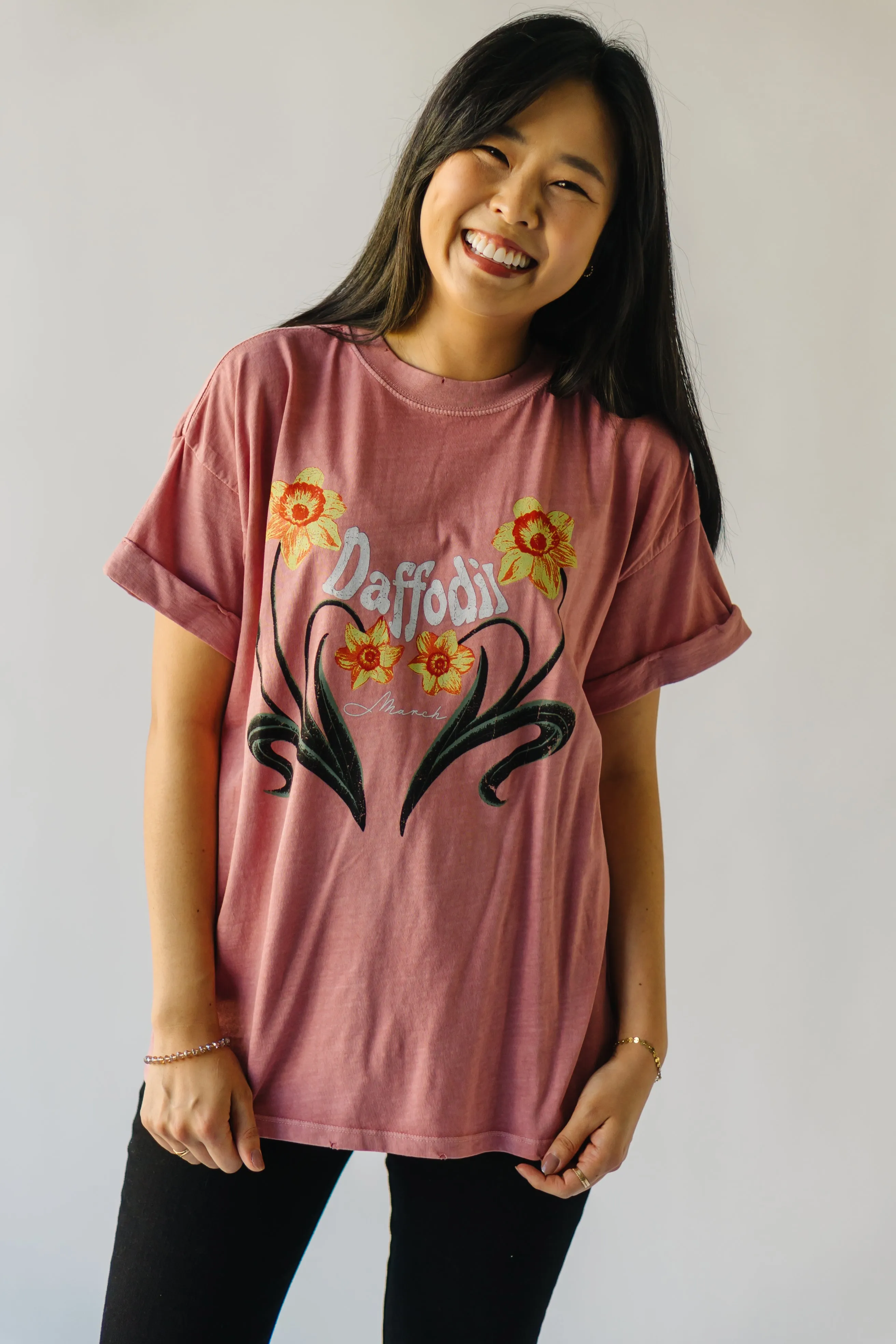 The March Daffodil Tee in Dusty Pink