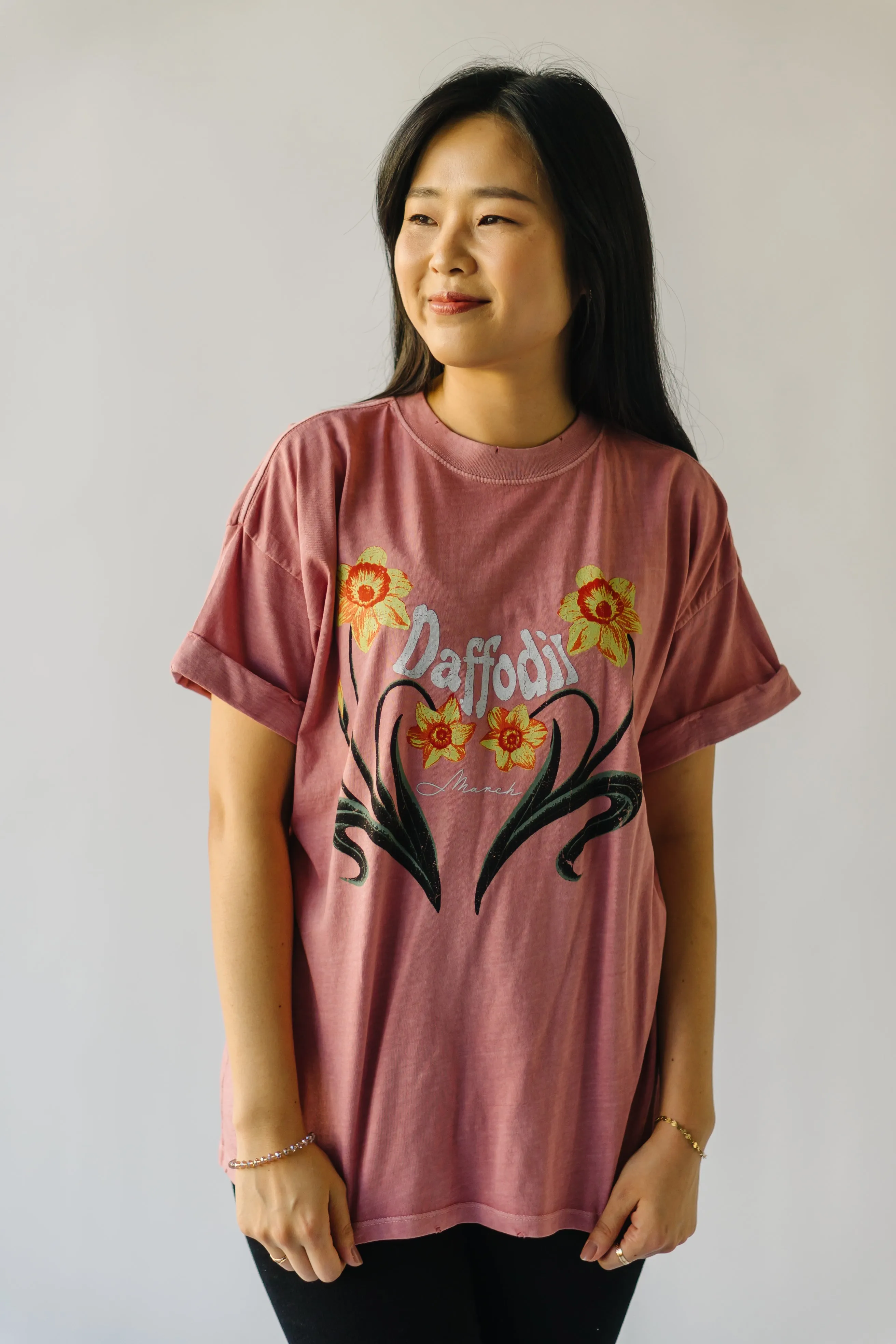 The March Daffodil Tee in Dusty Pink