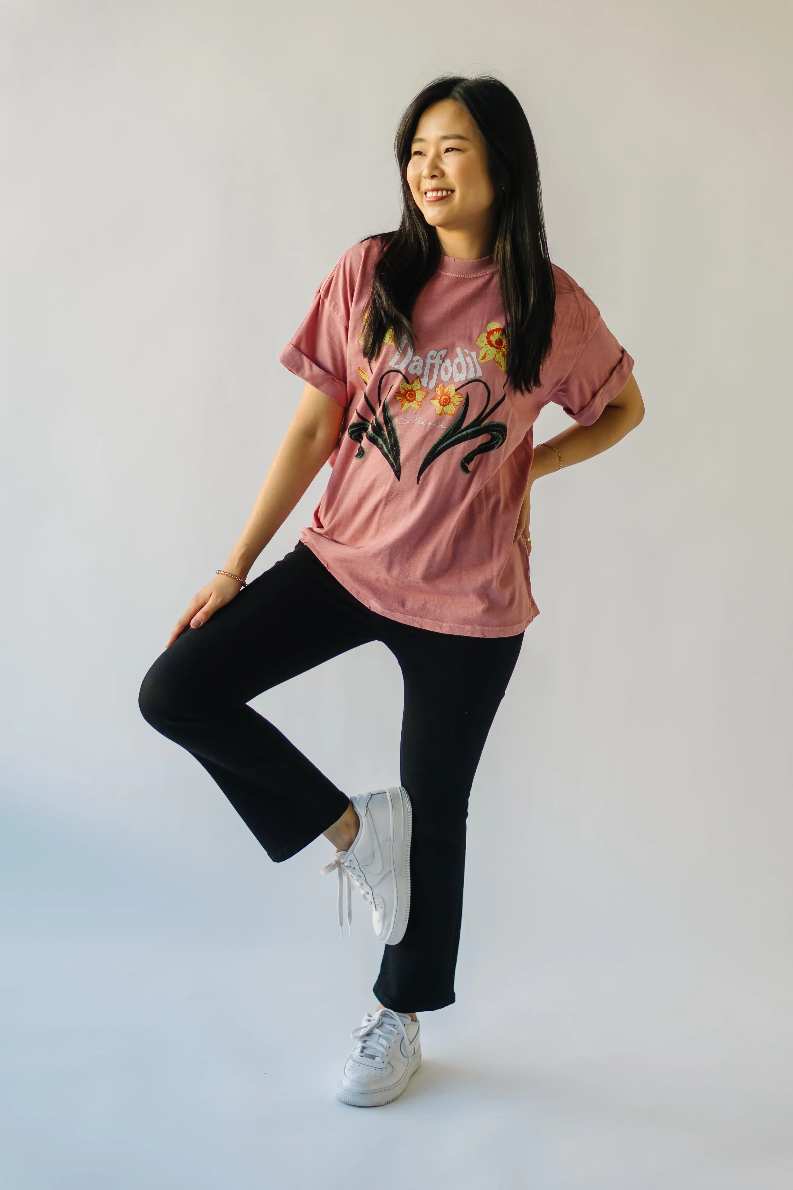 The March Daffodil Tee in Dusty Pink