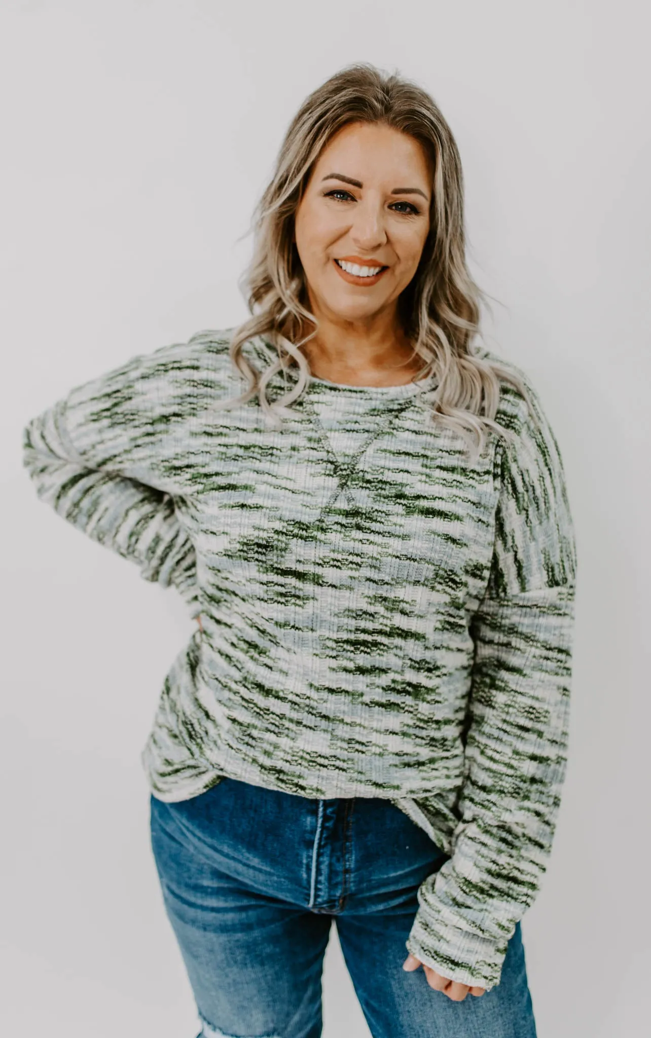 The Way It Is Curvy Reverse Stitch Sweater