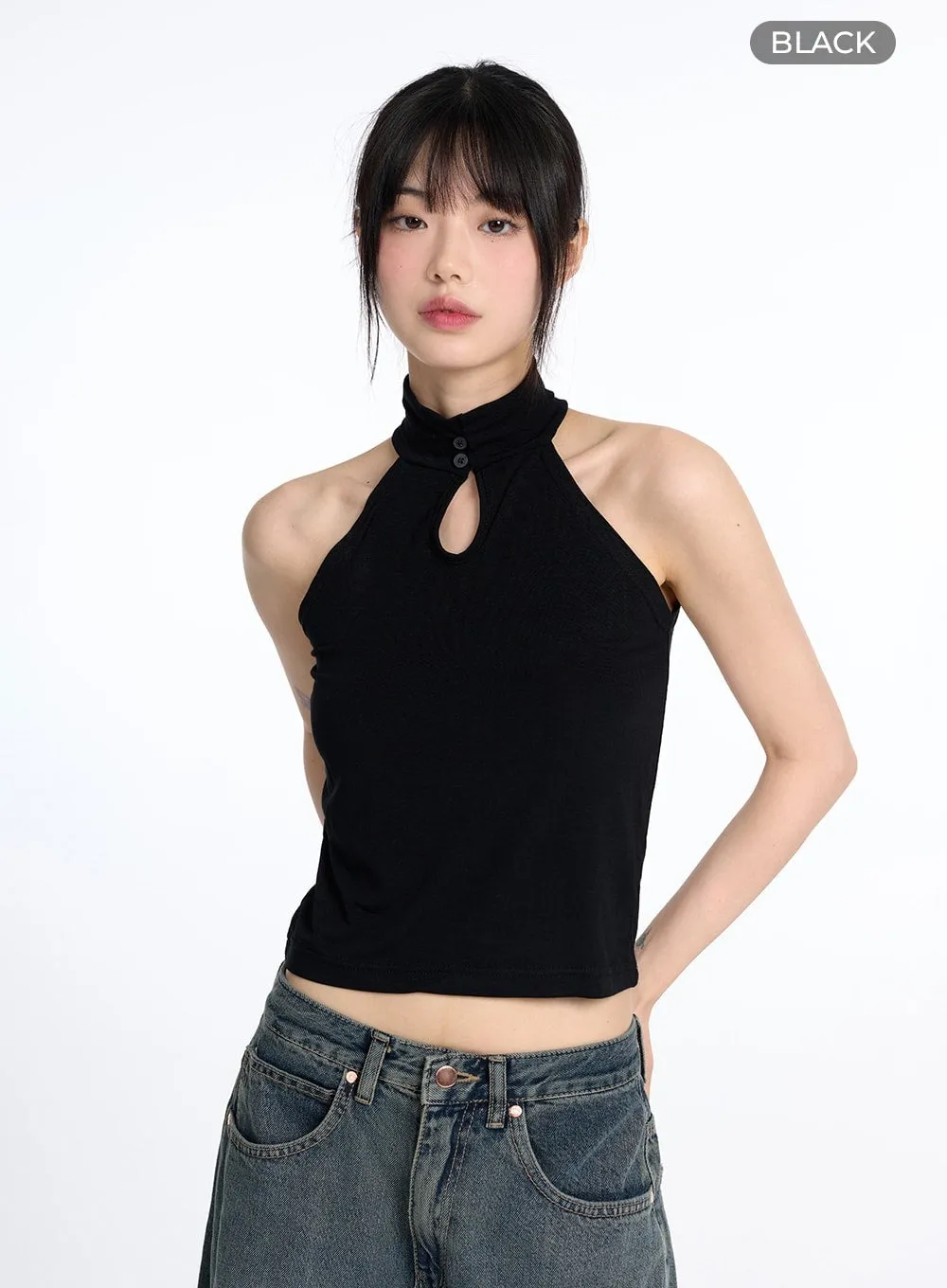 Turtleneck Sleeveless Crop Top CM415