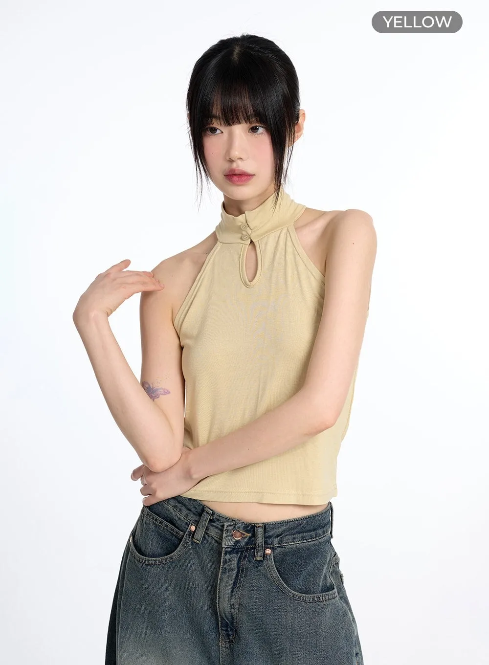 Turtleneck Sleeveless Crop Top CM415