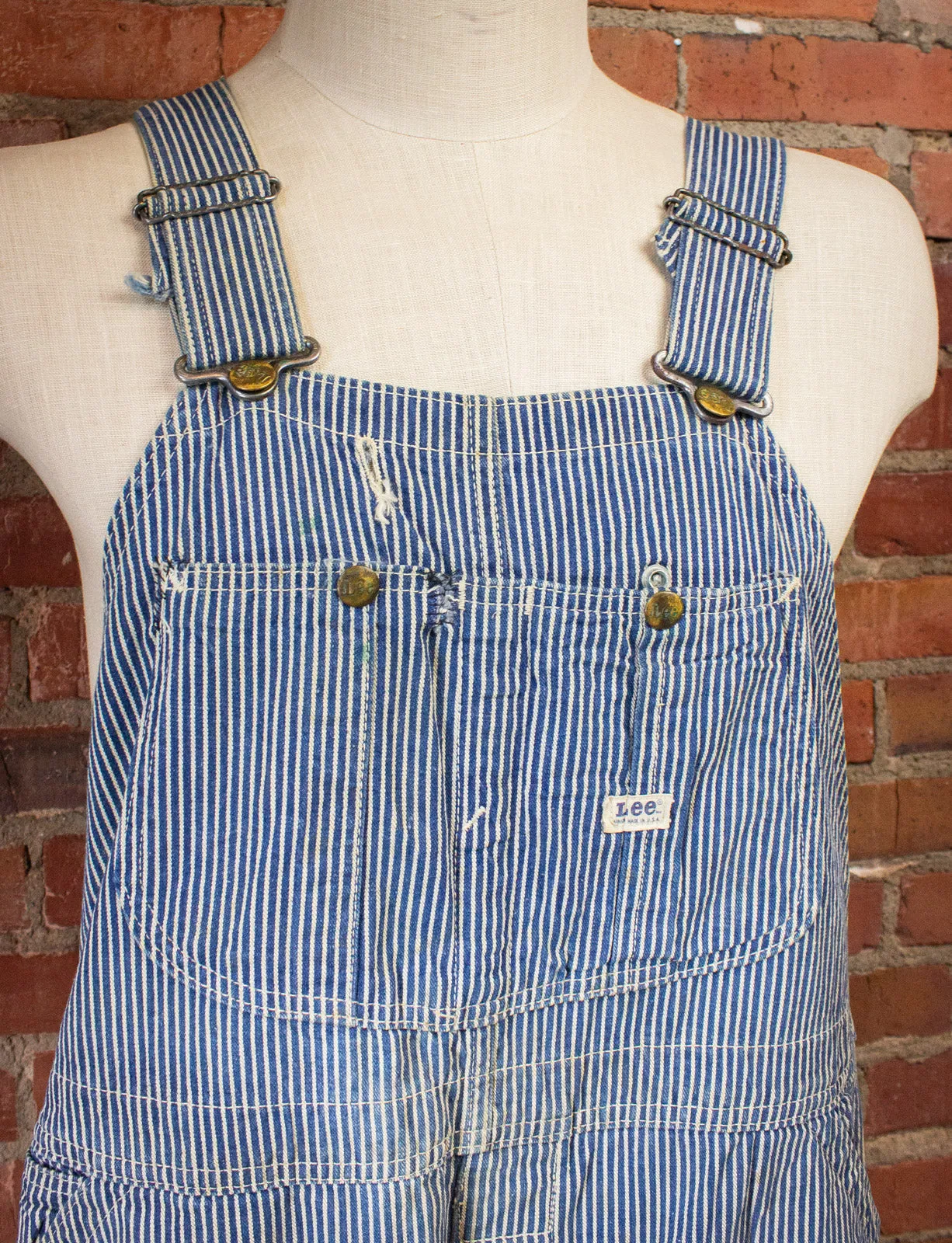 Vintage Lee Pinstripe Denim Overalls 60s 39x28