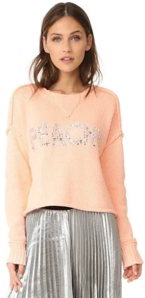 Wildfox Peachy Rhinestones Crop Sweater