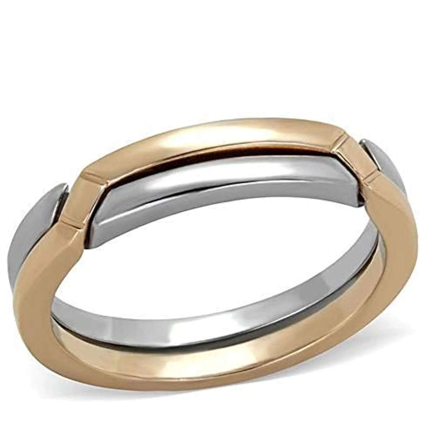 WildKlass Stainless Steel Ring Two-Tone IP Rose Gold Women