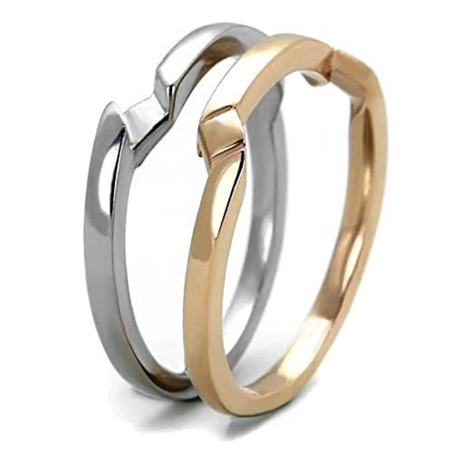 WildKlass Stainless Steel Ring Two-Tone IP Rose Gold Women