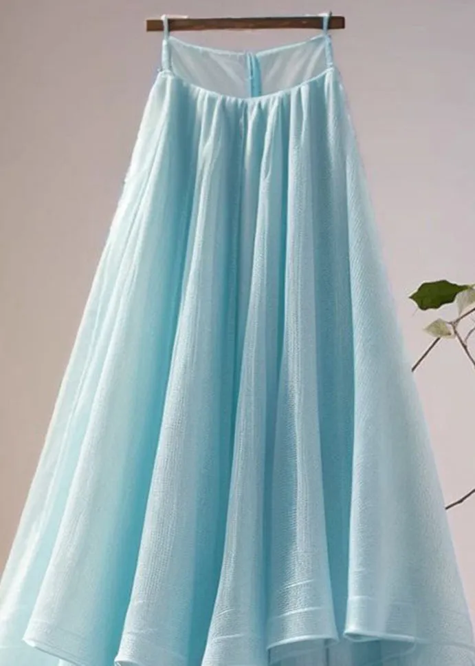 Women Blue Asymmetrical High Waist Tulle Skirt Summer AB1020