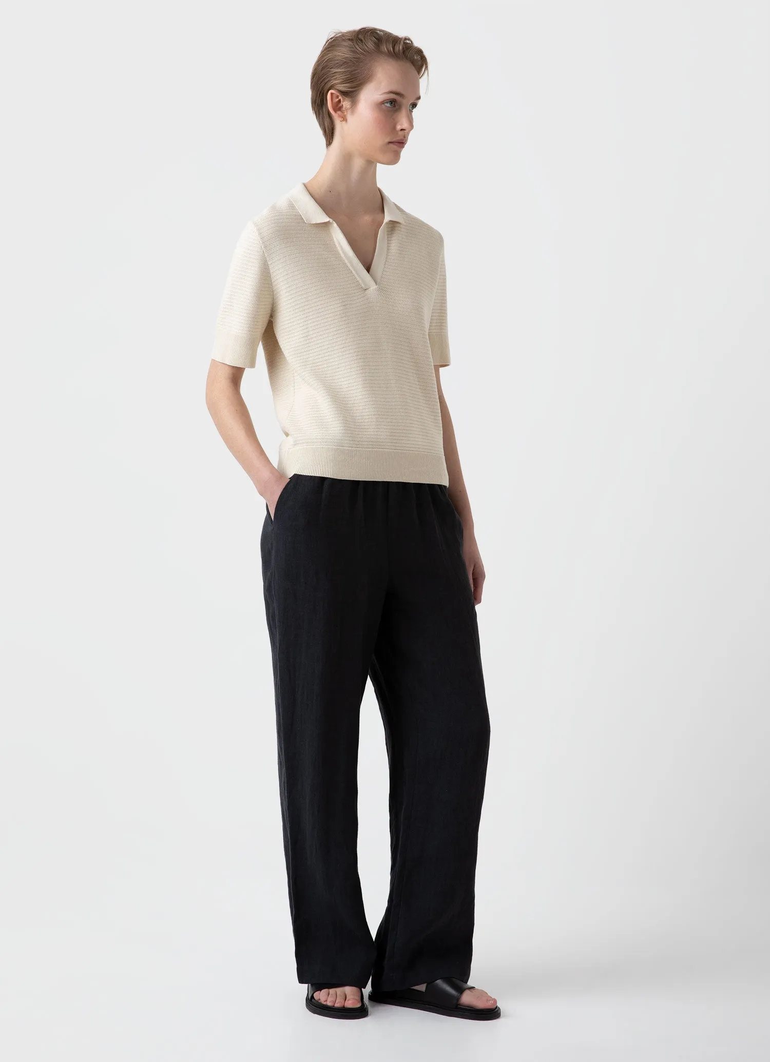 Women's Archive Knit Polo in Ecru