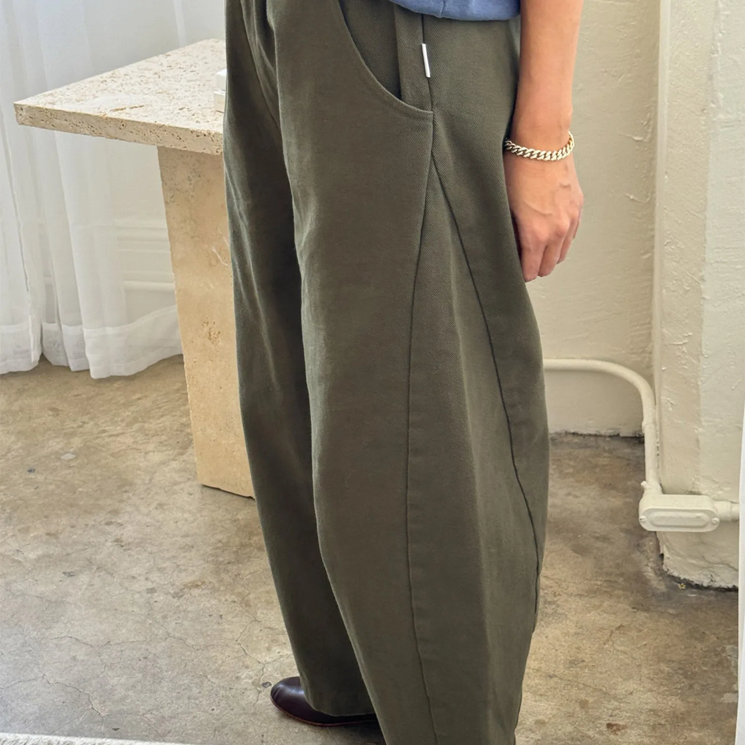 Womens Cotton Arc Pants - Olive Canvas